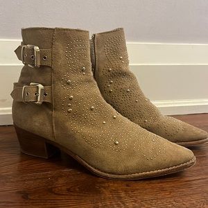 Zara genuine leather suede size 39 western studded boots cowgirl cowboy